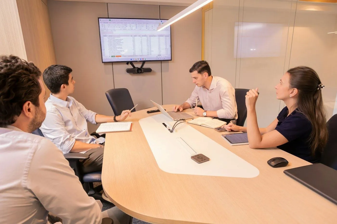 Board meeting around a conference table